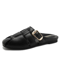 Designer Women Sandals Mules Summer Roman Slippers Fashion Buckle Woven Casual Soft sole Shoes