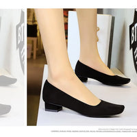 Women Fashion Style Quality Square Toe Low Heel Pumps Lady Prom Suede Shallow Mouth Thick High OL Single Shoes
