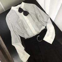 Shirts & Blouses For Women Striped Thin Style Woman Top Button Up Novelty Cute And Elegant Basic Premium
