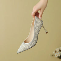 Autumn New Starry Sky, Water Diamond, Pearl High Heels, Luxury Bridesmaid Wedding Dress, Bridal Shoes