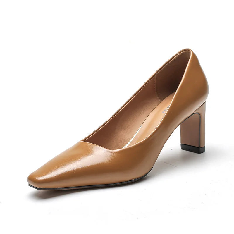 Fashion Patent Leather Women's Pumps Square Toe Stripper Elegant Party Vintage Spring Ladies Shoes