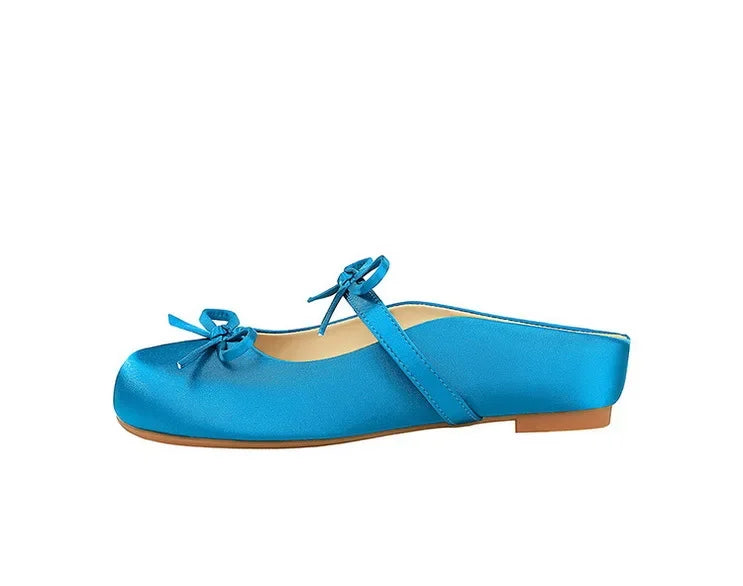 Ladies Slippers Bowknot Silks Satins Women Shoes Round Head Women Sandals Summer Shoes Women Slippers