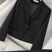 Fashion Office Half Skirt Set for Women Slim Fit Long Sleeved Single Row Two Button Half Skirt Two Piece Set