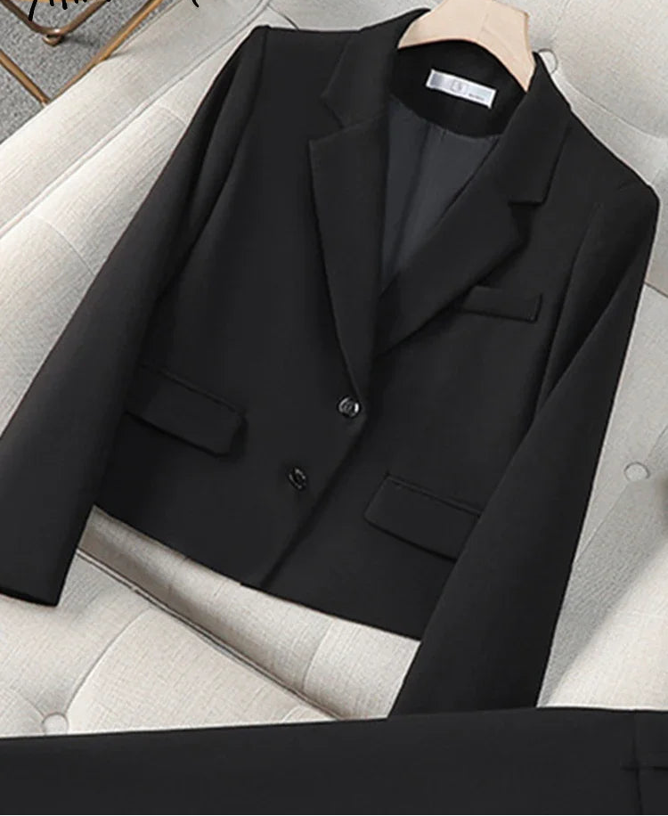 Fashion Office Half Skirt Set for Women Slim Fit Long Sleeved Single Row Two Button Half Skirt Two Piece Set