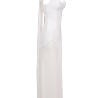 Elegant High Elasticity Mesh Long Skirt Evening Dress Women's Gown Fashionable Wrap Style Bodycon Design Knitted Fabric