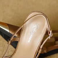 Women's Pumps Sexy Stiletto Sandals Fashion Metallic Pointed Toe Rear Hollow Out High Heels Single Shoes Lady Sandals