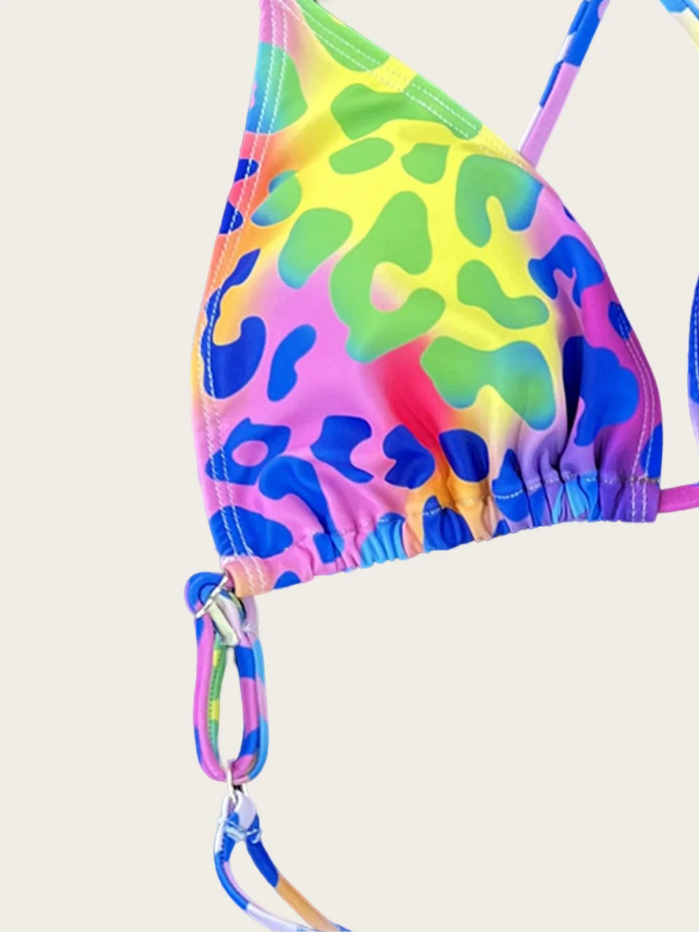 Women's Extreme Backless Sexy Leopard Bikini One Piece Swimsuit with Chest Pad Thong Bikinis Beach Charming Vacation Swimwear
