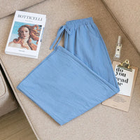 Casual Baggy Wide Leg Trousers Women Summer Thin Comfy Breathable Ankle Length Pants Vintage Loose Cotton Linen Straight Pants