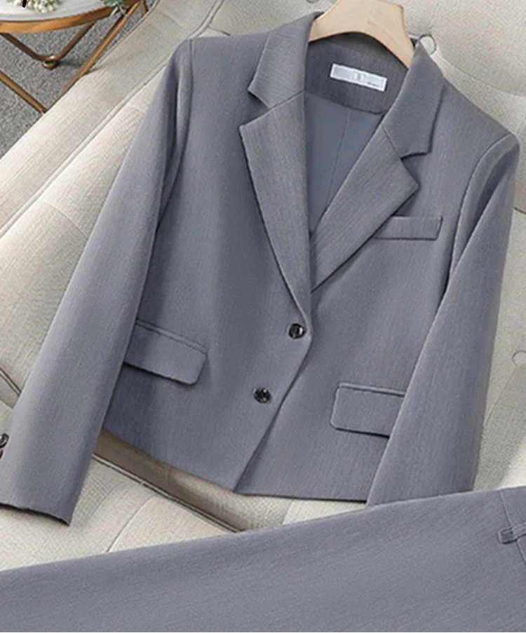 Fashion Office Half Skirt Set for Women Slim Fit Long Sleeved Single Row Two Button Half Skirt Two Piece Set