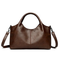 Fashionable Pure Color Basket Handbag Women's Commuter Bag Soft PU Leather Vintage Style Single Shoulder Bag with Internal Zipper