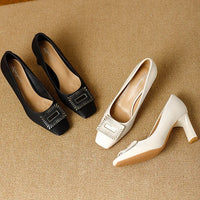 Square Toe Comfort Soft Office Shoes Daily Outdoors Women Shoes 7CM Thick High Heels Shallow Mouth Fashion Party Shoes