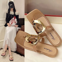 Flat Bottom Sandals Breathable Open Toe Fashionable Casual Metal Buckle Versatile Outdoor Wear Summer Sandals