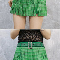 Tassel Short Shorts Women's Diamond Embellished Mid-Waist Dance Denim Hot Pants Outerwear Fashionable Korean Style Sexy