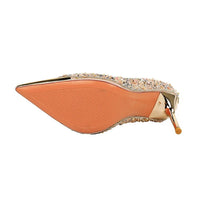 Fashion Metal Decoration Pointed Toe Woman Pumps Thin Heels Wedding Party Ladies Shoes