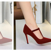 Red Bottoms Buckle Strap Shoes Fashion Pointed Toe Pumps Women Wedding Shoes