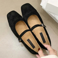 Streetwear Velvet Mary Jane Shoes for Women Casual Ballet Flats Pumps Female Ladies Loafers Buckle Single Mules