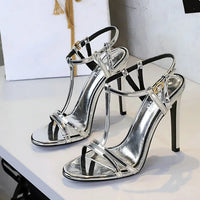 Sandals Women's T-strap Super High-heeled Open-toed Shoes, Sexy Thin-heeled Banquet Fashion Women's Shoes