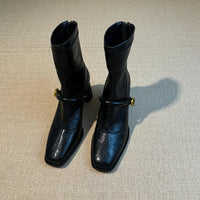 Thick Heel Elastic Slim Women Ankle Boots Fashion Square Toe Autumn Winter Ladies Elegant Mordern Short Booties