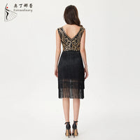 Tassel Women Dress 1920s Elegant Black Party Dance Dress with Sleeveless  Female Clothing Vestido Vintage Evening Party Dress Natalia Home Fashion    Natalia Home Fashion