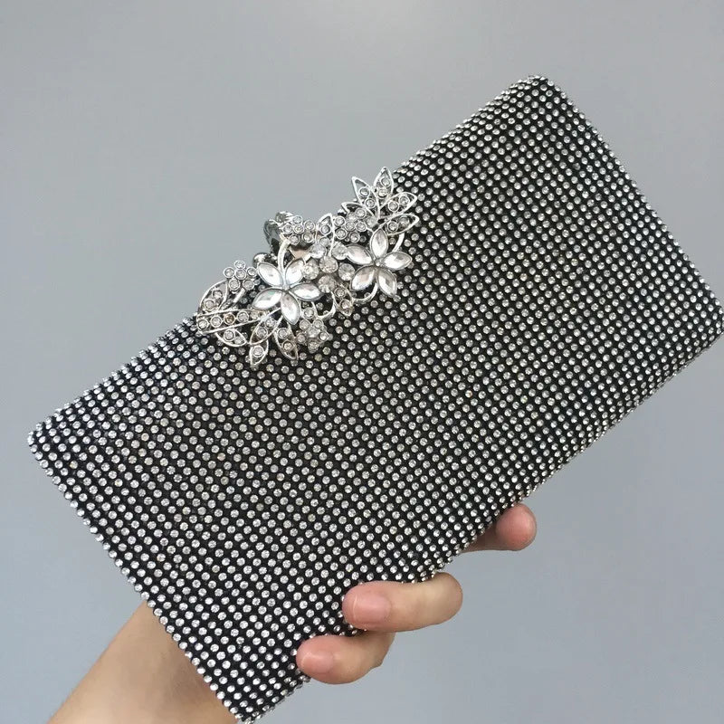 Diamond Encrusted Dinner Bag And Clutch, Square Hard Box Fully Lined With Diamonds.