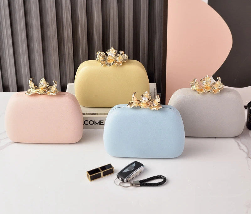 Dinner Bag Women Fashion Flower Buckle Handbag Wedding Bride Evening Bags Girls Cute Party Clutch Bag Shoulder Bags