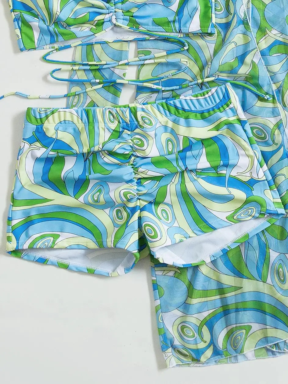 Sexy Print Bikini Women High Waist Swimsuit Cover Up Swimwear Female Lady Bathing Suit Swimming Summer Beachwear