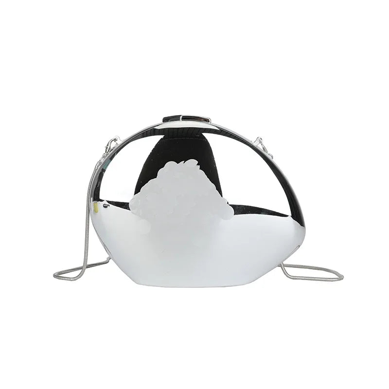 Acrylic Dinner Clutch Bag Women's Shoulder Crossbody Bag Fashionable Egg-Shaped Handbag Street Trend Lock Buckle Closure