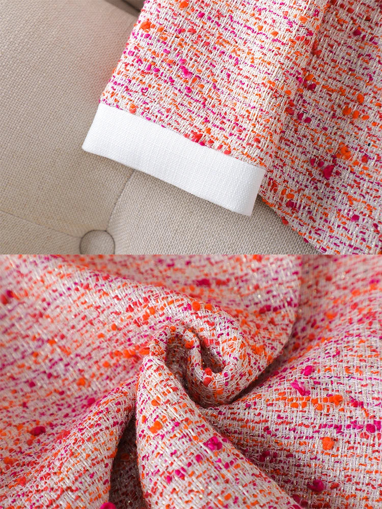 Fashion Red Plaid Ladies Blazer Jacket Women Long Sleeve Single Breasted Female Casual Coat