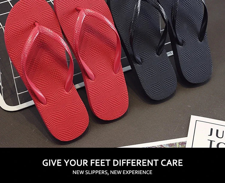 Solid Color Non-slip Leisure Couple Slippers Women Summer Beach Slippers Outdoor Women Flip Flops Breathable Beach Sandals Women