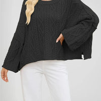 Autumn Winter Women Cable Knit Sweater Oversized Loose Pullover Long Sleeve Chunky Jumper Casual Warm Female Tops Clothing Natalia Home Fashion    Natalia Home Fashion