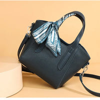 Pure Leather Cowhide Single Shoulder Crossbody Bag Ladies Handbag Fashion Bucket Bag Simple Basket Comes with Scarf
