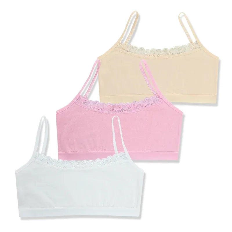 Young Girls Lace Puberty Teenage Soft Cotton Underwear Training Bra Crop Top 8-14years lace bra