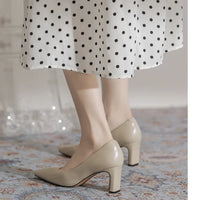 Fashion Patent Leather Women's Pumps Square Toe Stripper Elegant Party Vintage Spring Ladies Shoes