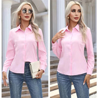 Women Spring Autumn Style Blouses Shirts Lady Casual Long Sleeve Turn-down Collar Solid Color Blouse Tops Natalia Home Fashion    Natalia Home Fashion