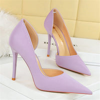 Women High Heels Blue Pumps Lady Wedding Evening Party Purple Peach Heels Silk Satin Nightclub Prom Dress Shoes