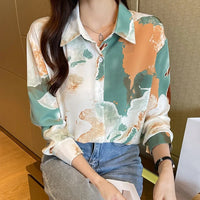 Casual Loose Long Sleeve Shirt for Women Korean Style Blouse Tops