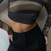 Printing Tshirt Long Sleeve Crop Top Women Summer Clothing Tie Back Y2k Accessories Backless Camisetas Slim Fit Ropa De Mujer Natalia Home Fashion    Natalia Home Fashion