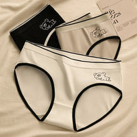 Cartoon Bear Printed Women's Briefs Cotton Panty Cute Medium Waist Underwear Student Under pant Cute Teenage Girls Triangle Pant