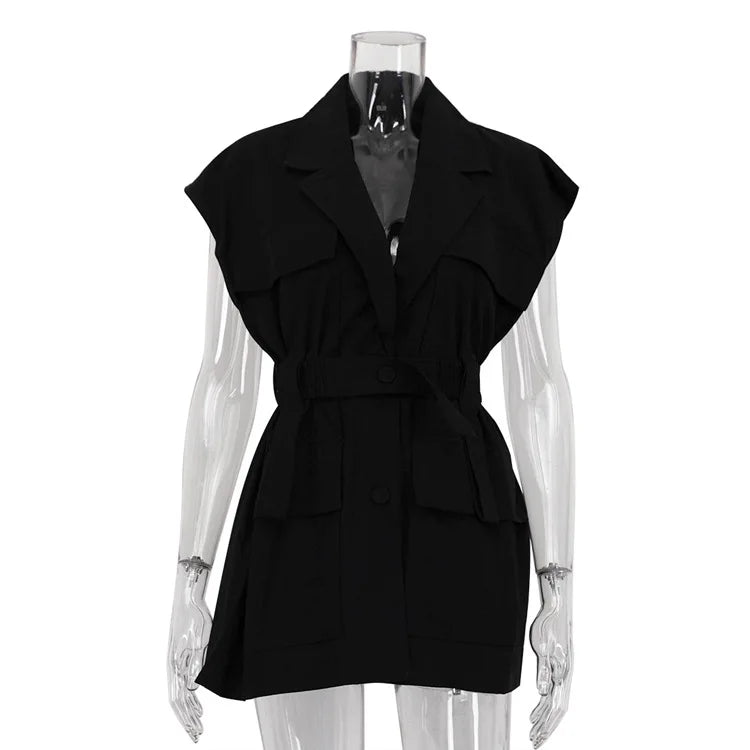 Fashion Loose Cotton Women's Shirt Elegant Lapel Sleeveless Shirts Casual Classic Solid Clothing Shirts for Women Tops