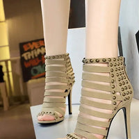 Rivet Roman Shoes, Retro Super High Heel Women's Shoes