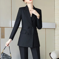 Ladies Business 2 Piece Blazer Suit Female Long Sleeve Jacket + Trouser Women Pant Suit Office Work Wear - Natalia Home Fashion