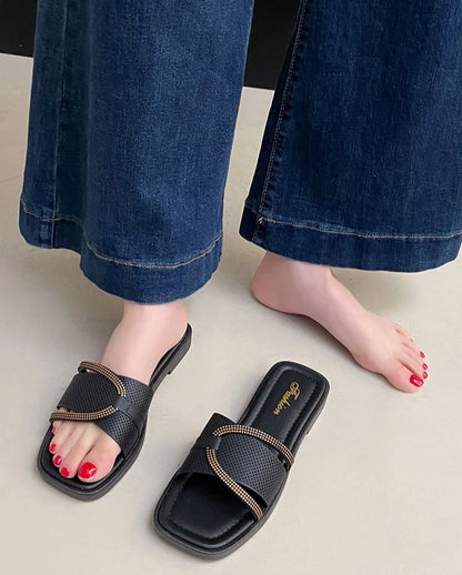 Soft Sole Flat Sandals for Women Outdoor Trendy Strappy Flip Flops Summer Beach Non-Slip Casual Shoes