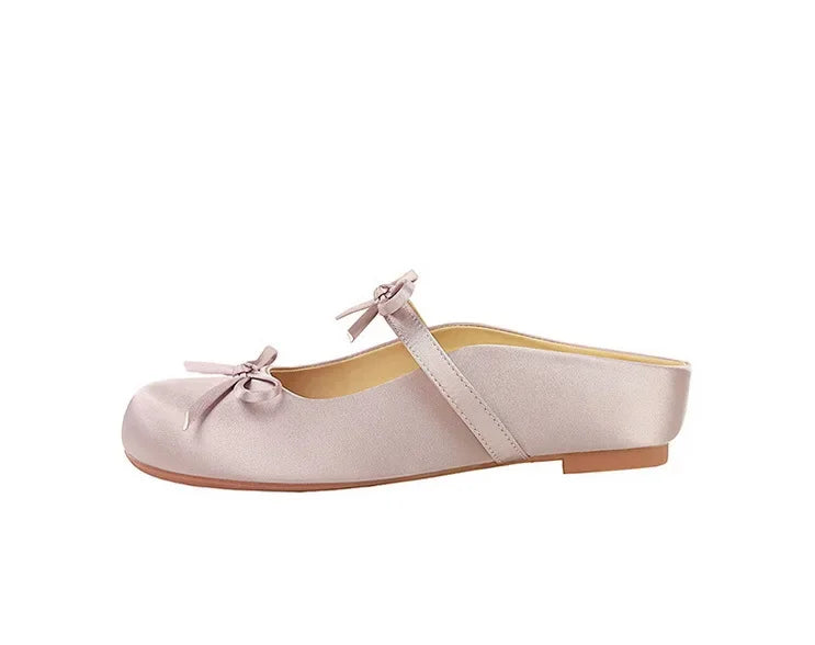 Ladies Slippers Bowknot Silks Satins Women Shoes Round Head Women Sandals Summer Shoes Women Slippers