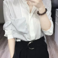 Shirts & Blouses For Women Striped Thin Style Woman Top Button Up Novelty Cute And Elegant Basic Premium