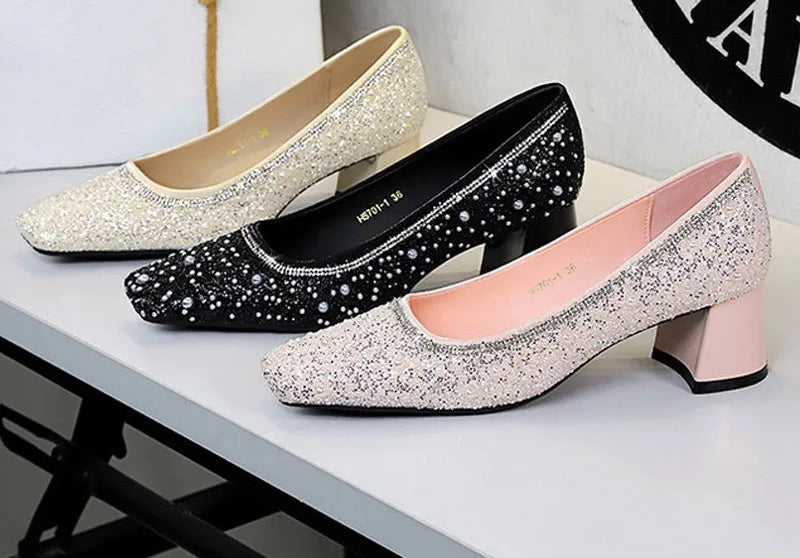 Fashion String Bead Pumps Women Elegant Ladies Party Shoes