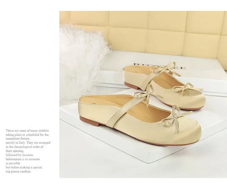 Ladies Slippers Bowknot Silks Satins Women Shoes Round Head Women Sandals Summer Shoes Women Slippers