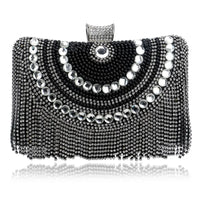 Rhinestones Tassel Clutch Diamonds Beaded Metal Evening Bags Chain Shoulder Messenger Purse Evening Bags For Wedding Bag