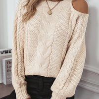 Solid Sweater Women O Neck Off Shoulder Pullover Simple Long Sleeve Knitted Jumpers Elegant Sweaters