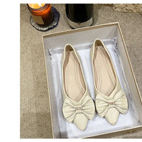 Soft Bottom Flat Casual Women's Shoes Butterfly Knot Slip-On Simple Design Shoes  Synthetic Leather