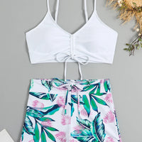 Tie Dye Bikini Drawstring Swimsuit Women High Waist Shorts Swimwear Female Padded Bathing Suit Swimming Beachwear Summer